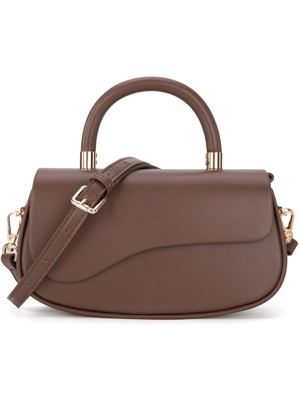Brown Structured Top-Handle Women's Handbag